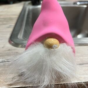 Pink Gnome Figurine with White Beard